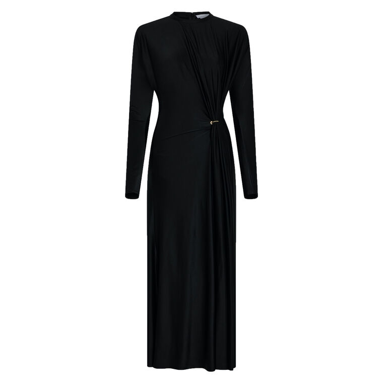 Longsleeve Chain Detail Ruched Midi Dress image number null