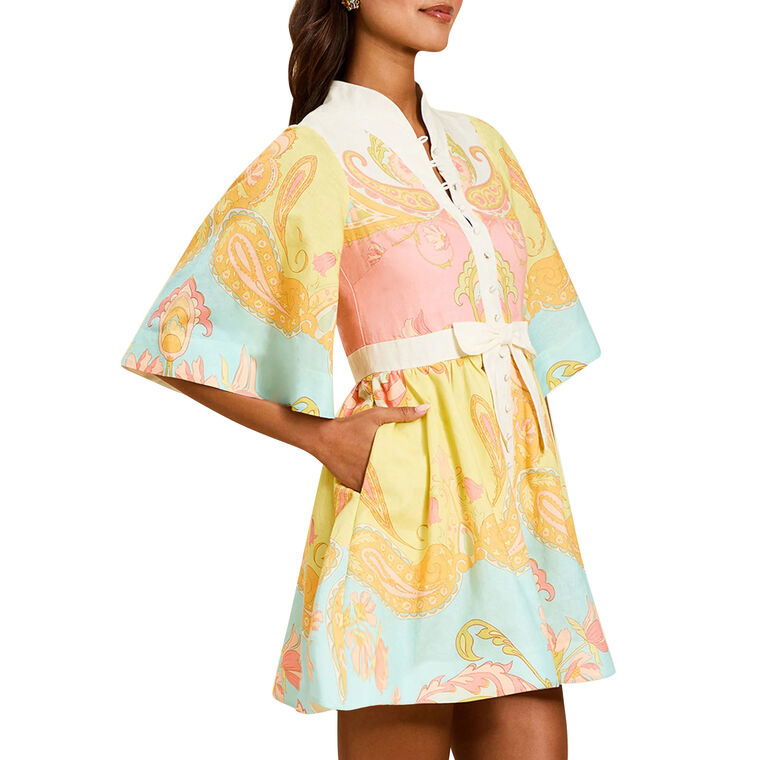 Carmen 3/4 Sleeve Bow-Detail Mini Dress image number null