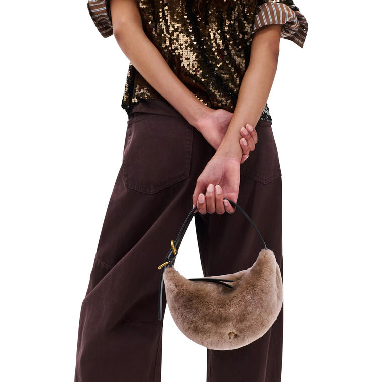 Mercer Small Shearling Hobo Bag image number null