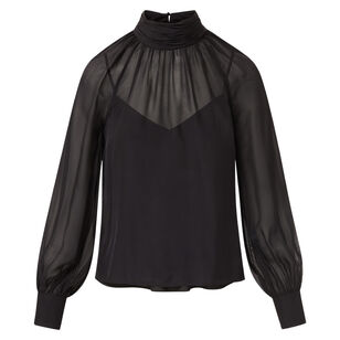 Alyssa Long Sleeve Turtleneck Silk Blouse