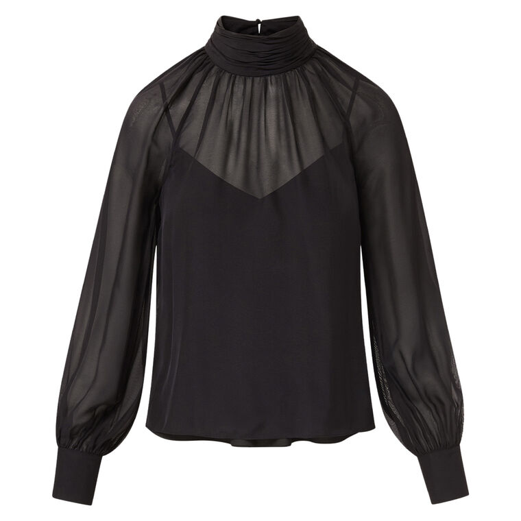 Alyssa Long Sleeve Turtleneck Silk Blouse image number null