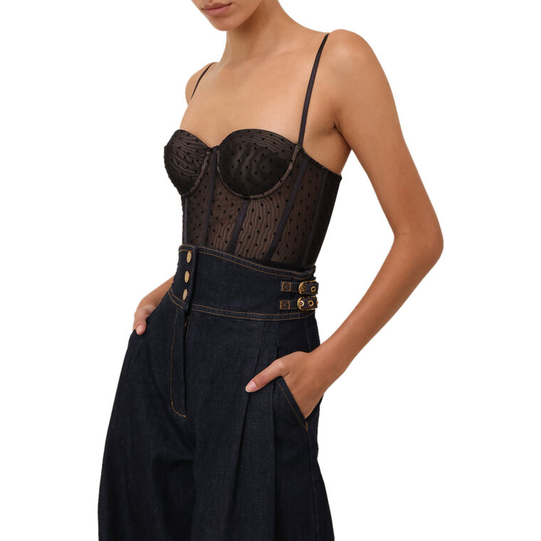 Sleeveless Corset Dot Bodysuit image number null