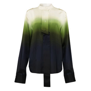 Ombre Epaulette Buttoned Silk Shirt