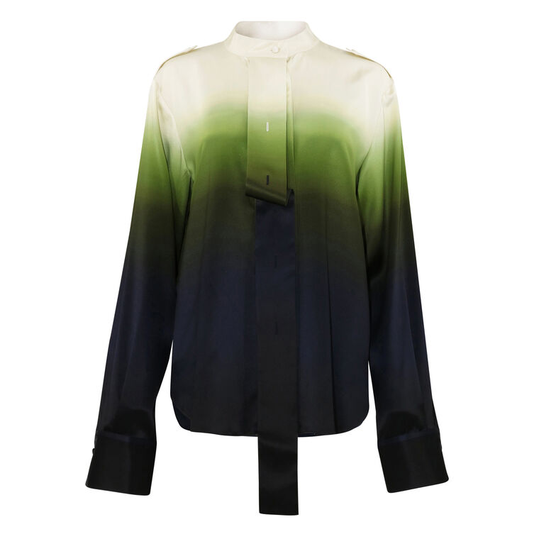 Ombre Epaulette Buttoned Silk Shirt image number null
