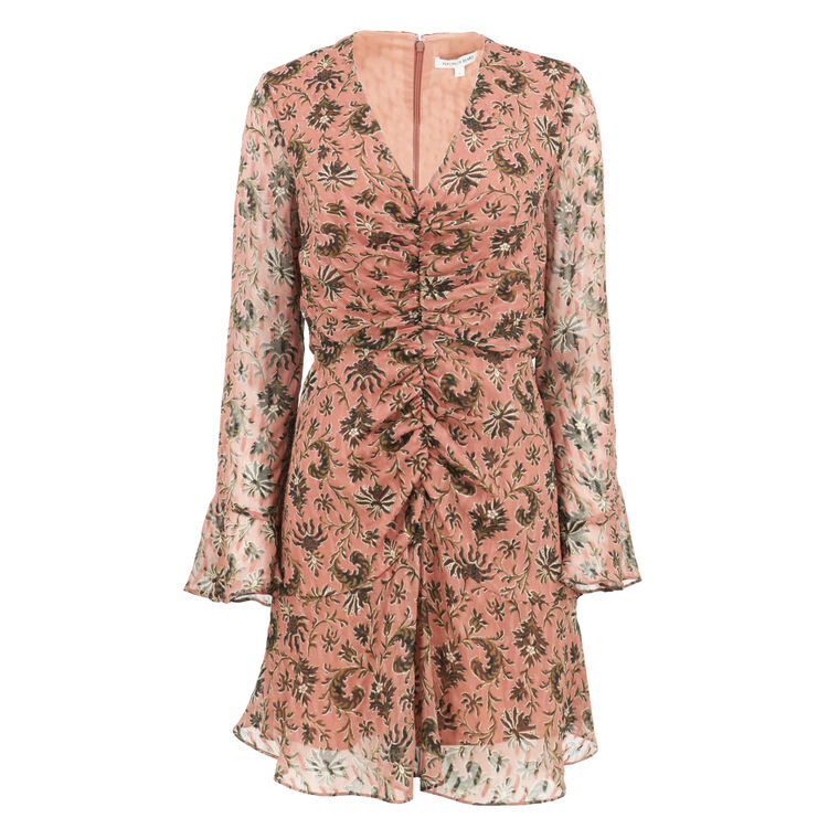 Beaty Long-Sleeve Ruched Mini Dress image number null