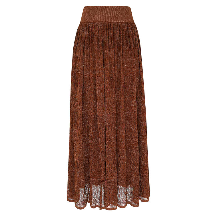 Awaken Metallic Lace Midi Skirt image number null