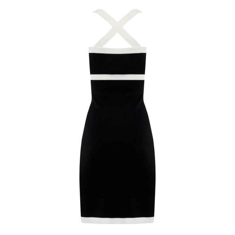 Contrasted Knit Sleeveless Mini Dress image number null