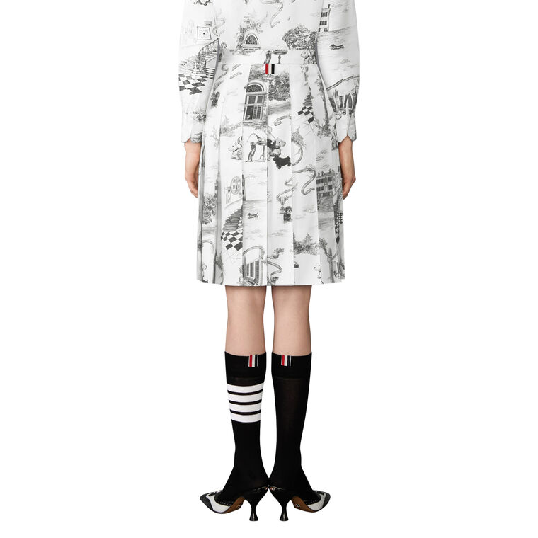 Silk Twill Pleated Skirt In Hector Toile image number null