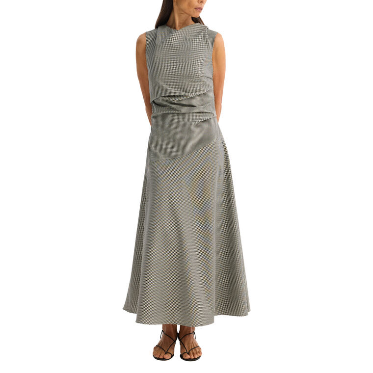 Sleeveless Twisted Mini Check Cowl Neck Dress image number null