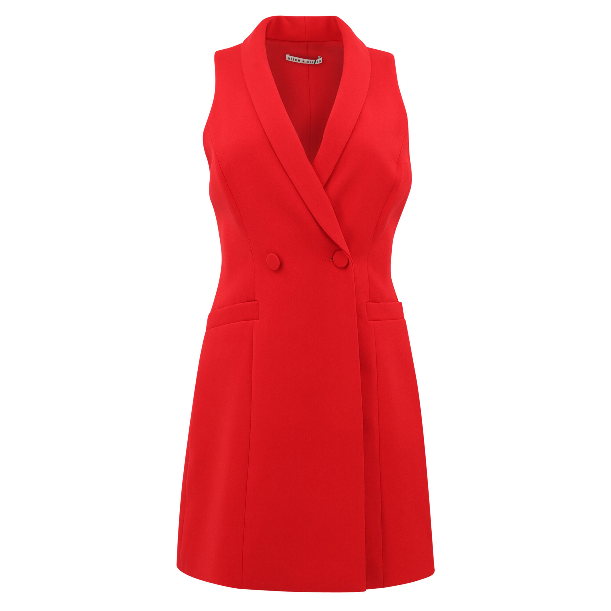 Red sleeveless blazer dress deals