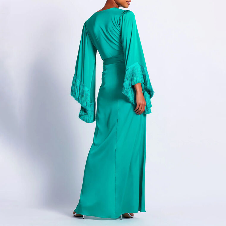 Fringe Trim Wrap Dress image number null