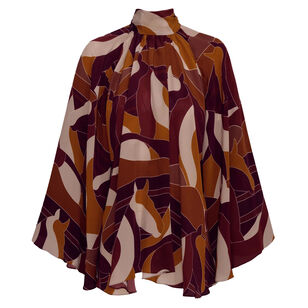 Boho Long Sleeve Crepe De Chine Blouse