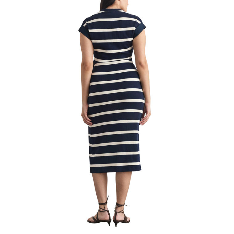 Kovi Short Sleeve Striped Tie-Waist Midi Dress image number null