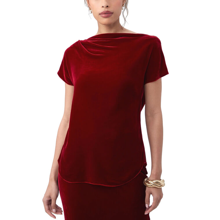 Sintha Velvet Boatneck Short Sleeve Top image number null