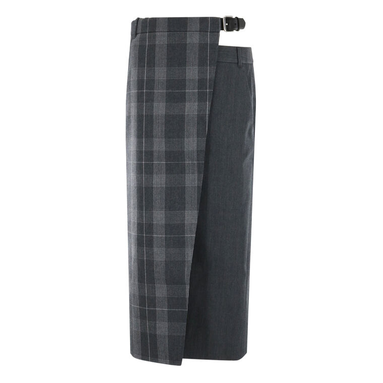 Papery Wool Plaid Double Apron image number null