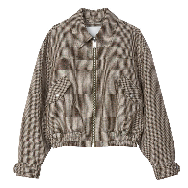 Houndtooth Tweed Harrington Jacket image number null