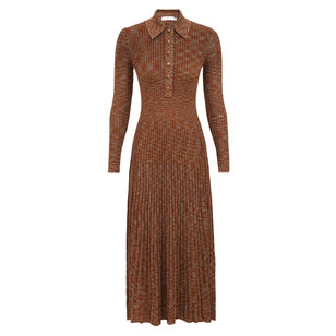 Mouline Long Sleeve Knit Midi Dress