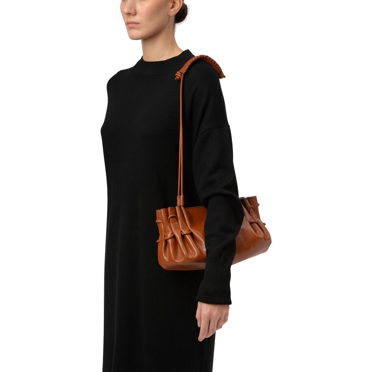 Arta Pleated Leather Shoulder Bag image number null