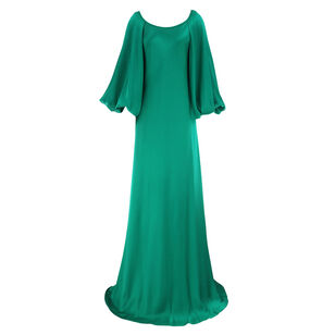 Hammered Satin Bishop Sleeve Gown