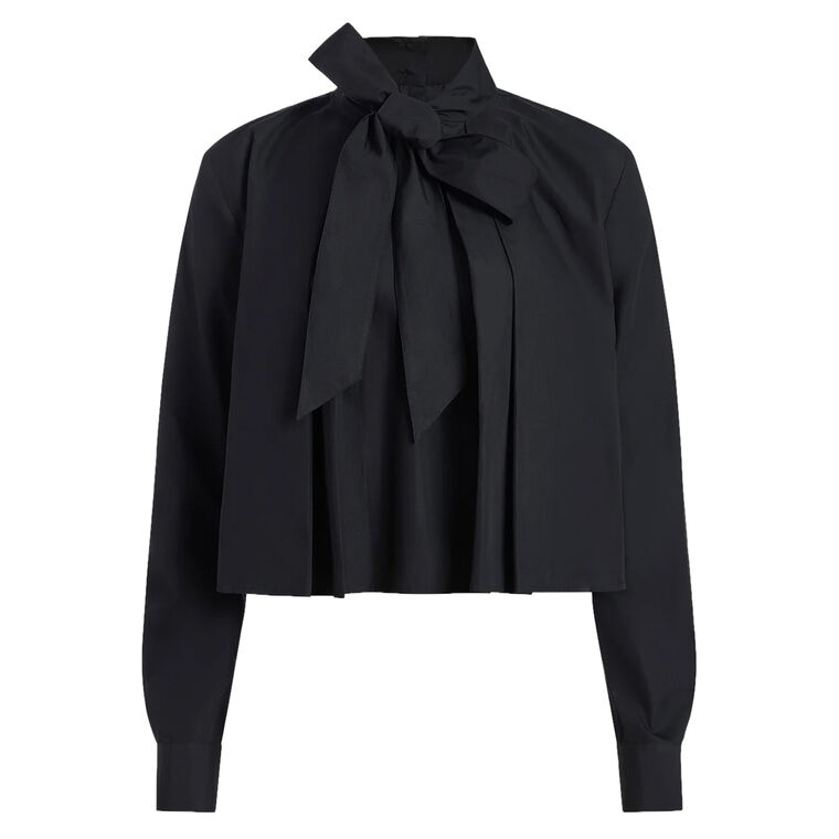 Cotton Poplin Tie Neck Blouse image number null