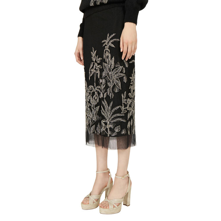 Leyla Tulle Embroidered Skirt image number null