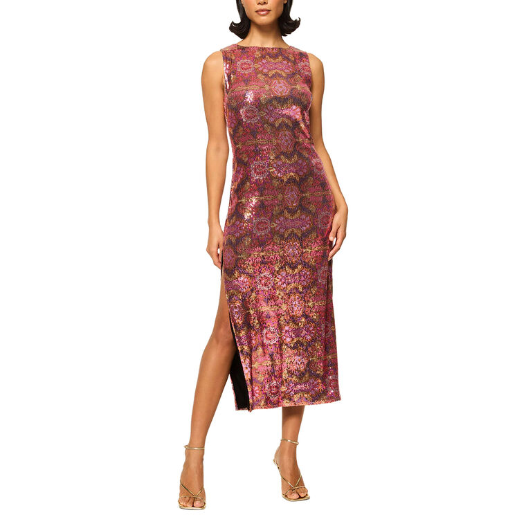 Nakia Stretch Sequin Slit Dress image number null