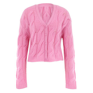 Jolie Long Sleeve V-Neck Cropped Cable Cardigan