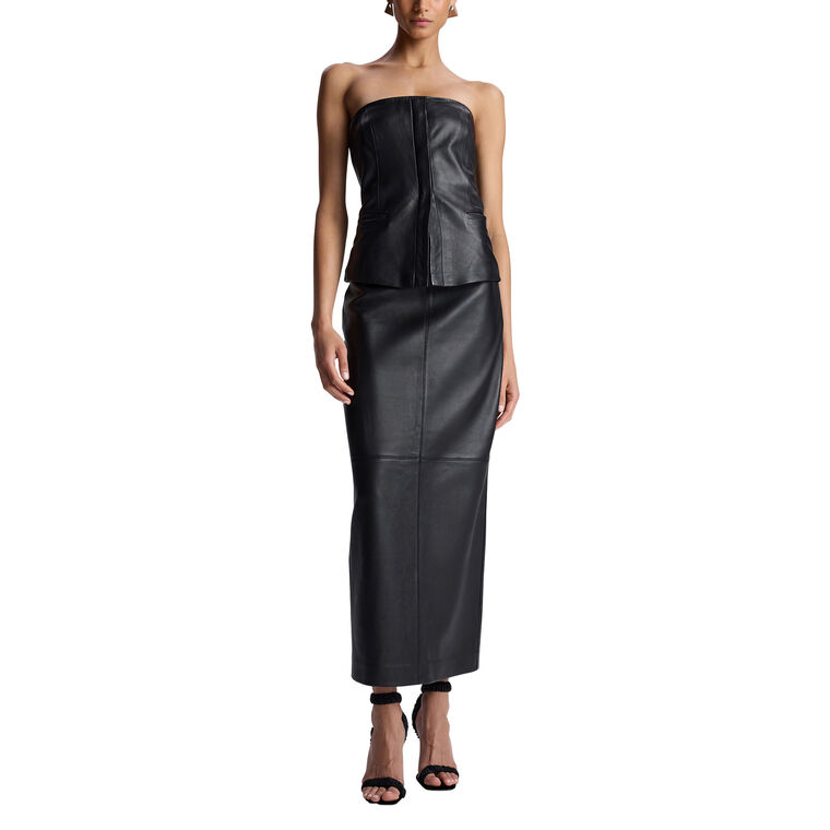 Marta Leather Midi Skirt image number null