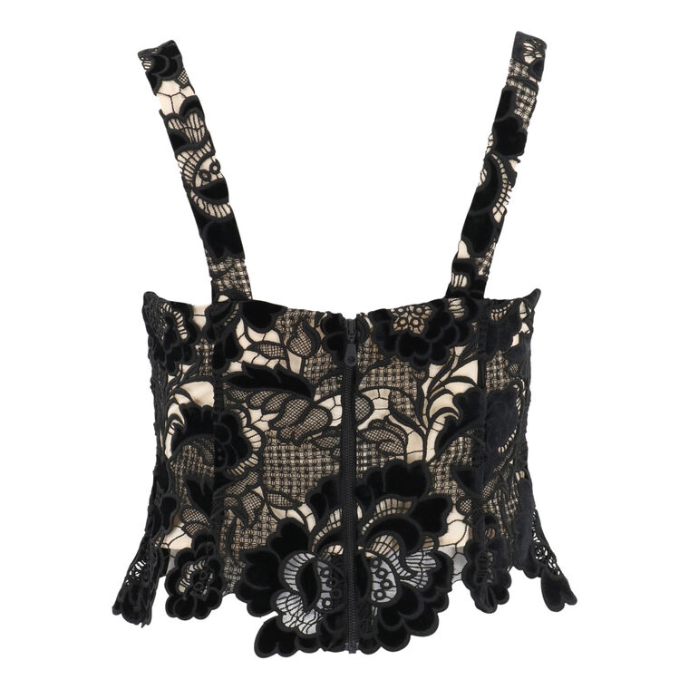 Tiramisu Velvet Lazer Cut Lace Top image number null