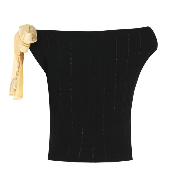 Yumi Knit Top With Shoulder Bow image number null