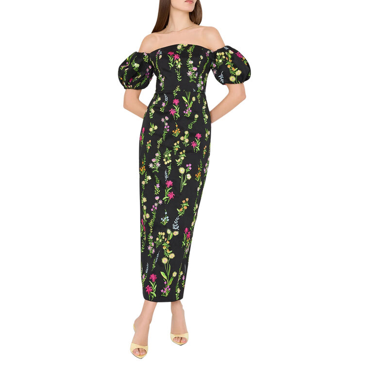 Nira Bloom Embroidery Off-The-Shoulder Maxi Dress image number null