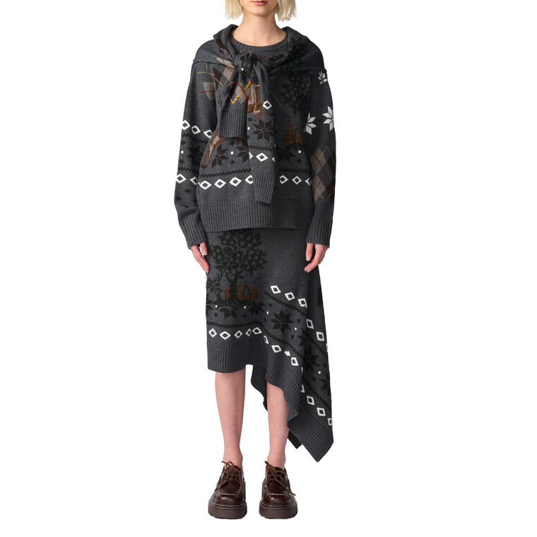 Mixed Fair Isle Crew Neck Sweater image number null