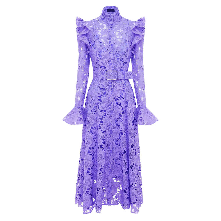 Aliyah Lace Butterfly Sleeve Midi Dress image number null