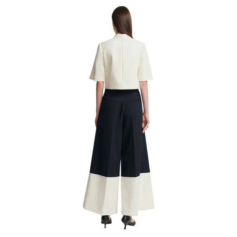 Stretch Twill Two Tone Wide Leg Pant image number null