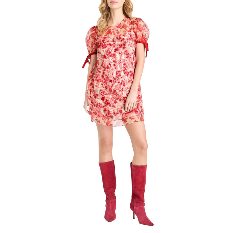 Floral Ribbons Junette Short Sleeve Mini Dress image number null
