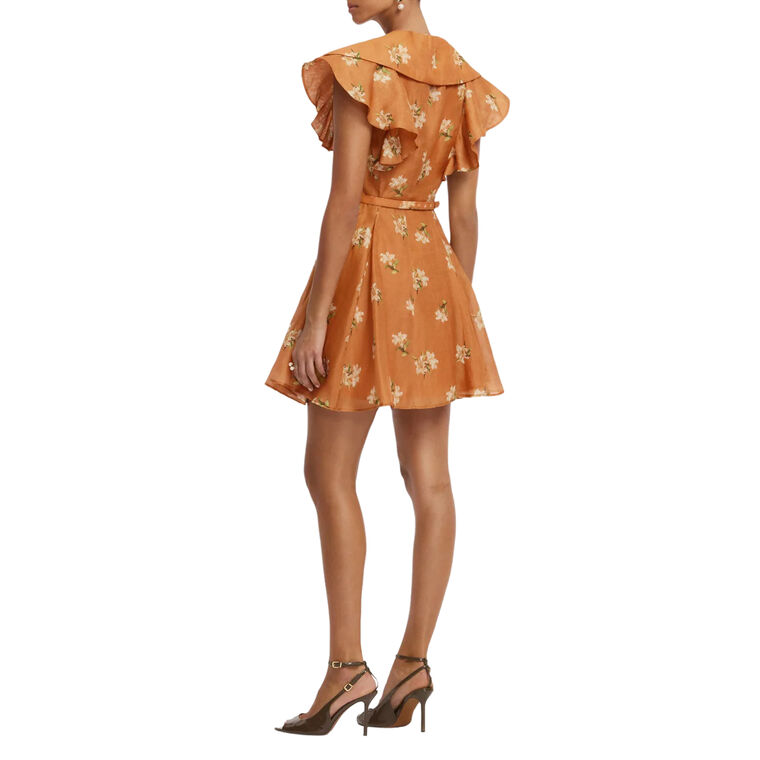 Isla Flutter Sleeve Belted Mini Dress image number null
