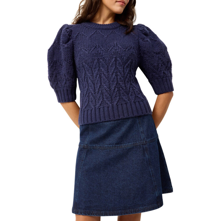 Vayda Short Sleeve Cable Knit Pullover Sweater image number null