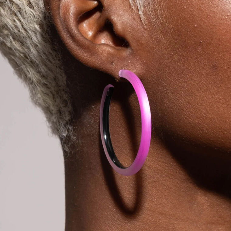 Skinny Lucite Hoop Earrings image number null