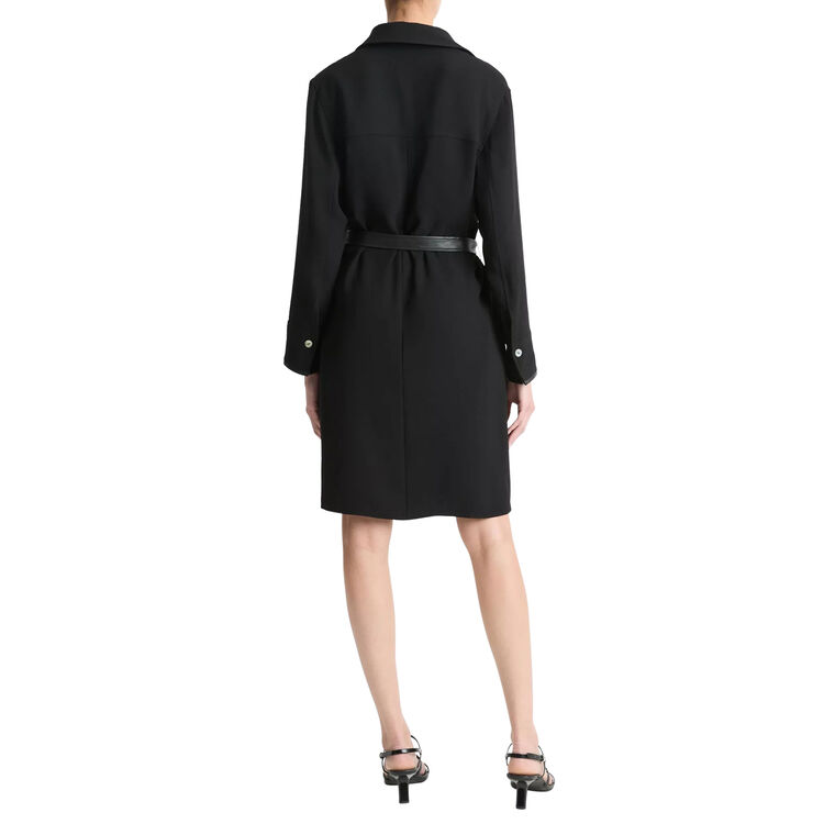 Faux Leather-Trim Shirt Dress image number null