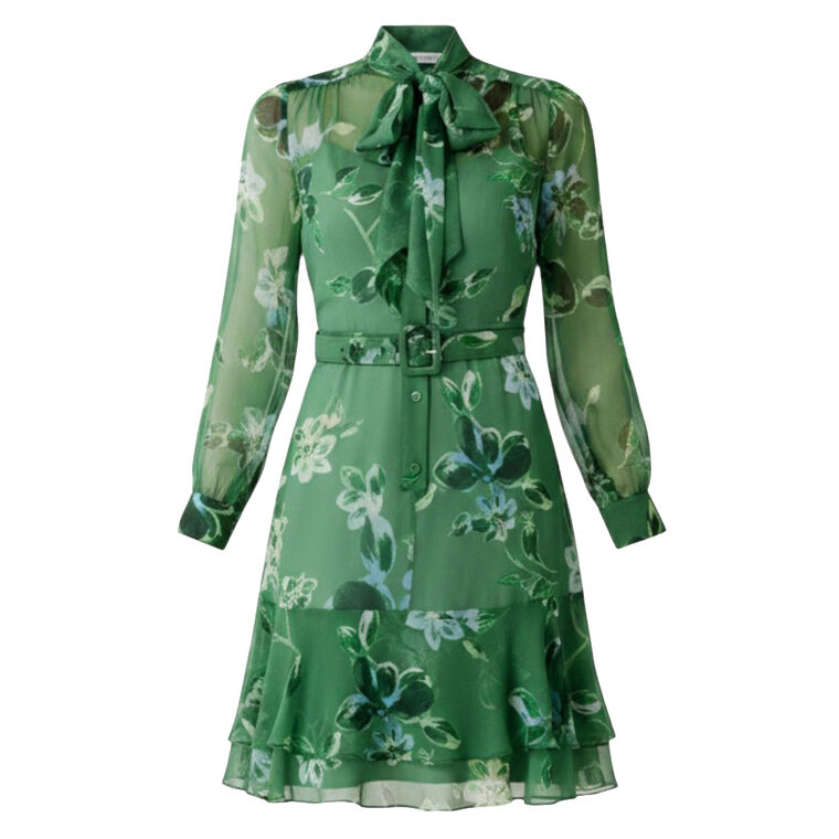 Tie-Neck A-Line Mini Dress image number null