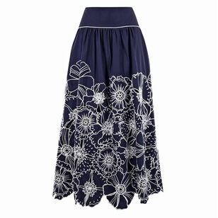 Richelieu Floral Embroidered Maxi Skirt