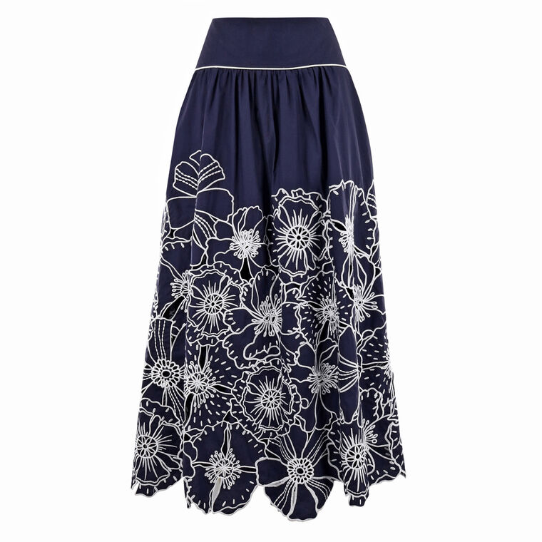 Richelieu Floral Embroidered Maxi Skirt image number null