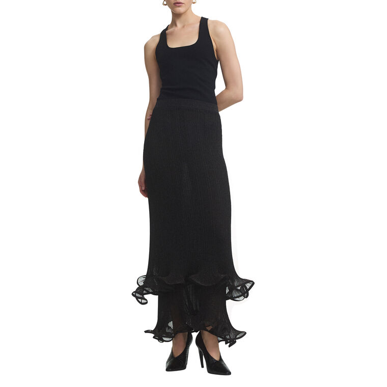 Agata Ruffle Knit Midi Skirt image number null