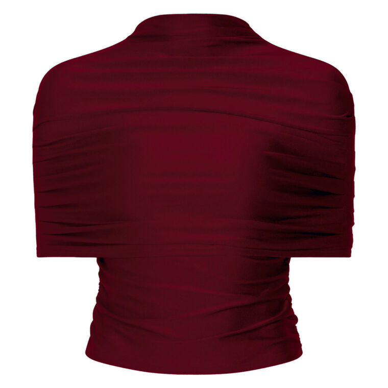 Short Sleeve Jersey Mock Neck Ruched Top image number null