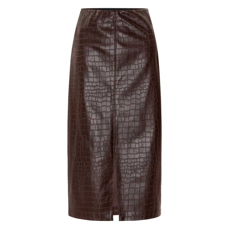 The Esme Croco Embossed Skirt image number null