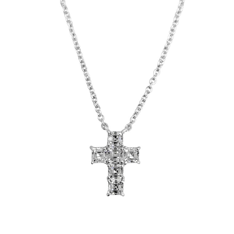 Asscher Cross Pendant Necklace image number null