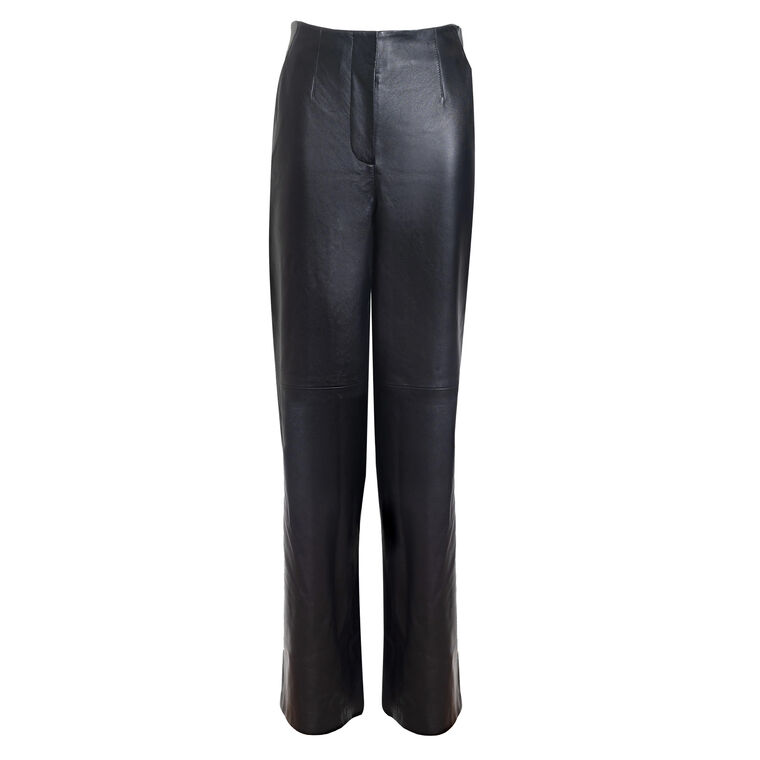 Jackson High Rise Straight-Leg Leather Pant image number null