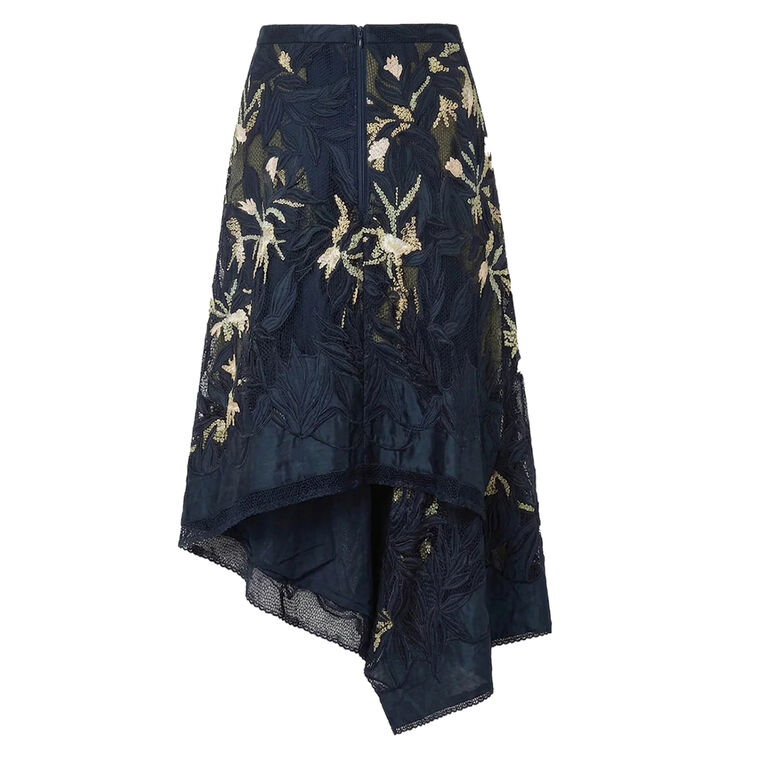 Twilight Draped Asymmetrical Midi Skirt image number null