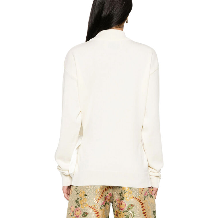 Merino Knit Sweater with Satin Bow image number null