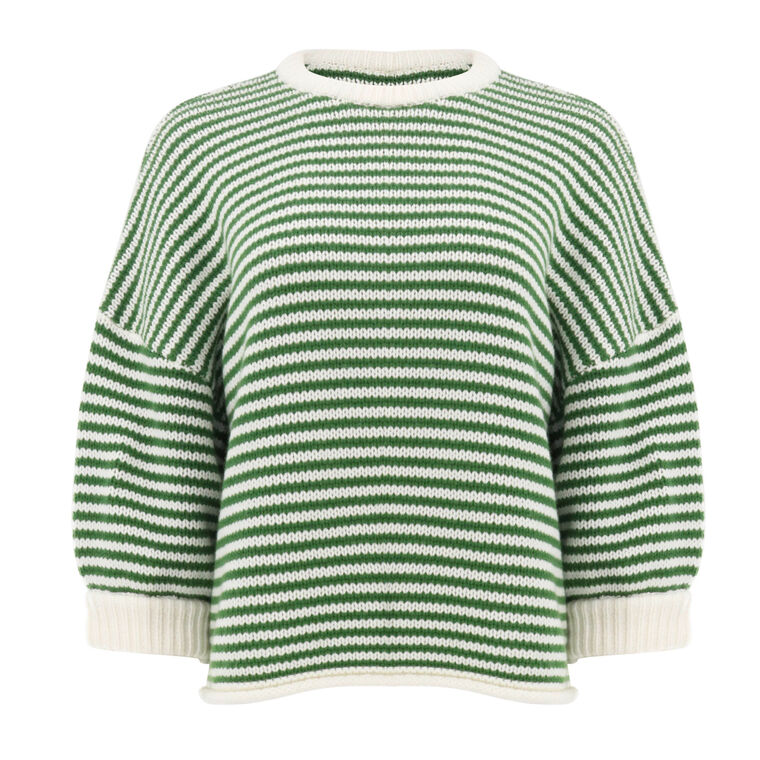 3/4 Sleeve Striped Sweater image number null